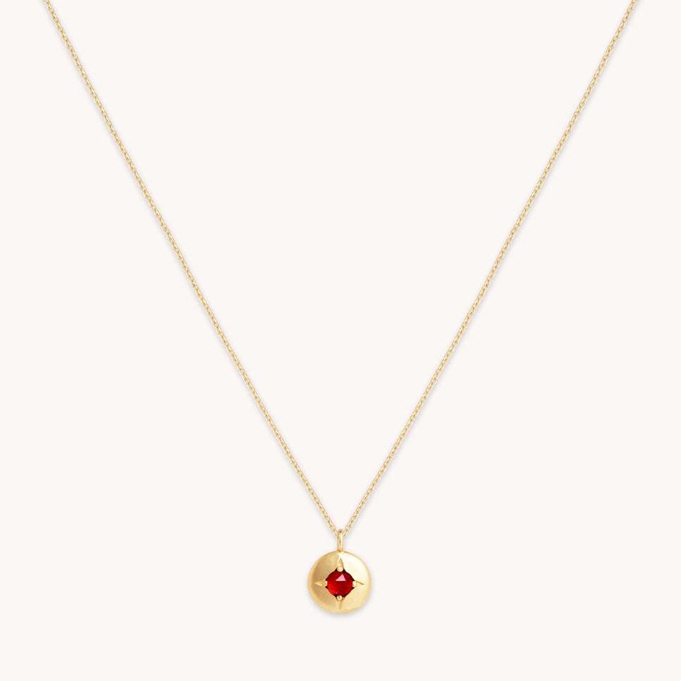 Birthstone Jewellery - January Garnet Birthstone Necklace in Solid Gold - Pendant Necklace - Astrid & Miyu