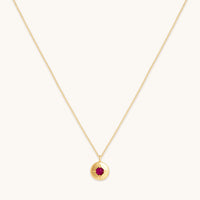 Gemstone Jewellery - July Ruby Birthstone Necklace in Solid Gold - Pendant Necklace - Astrid & Miyu