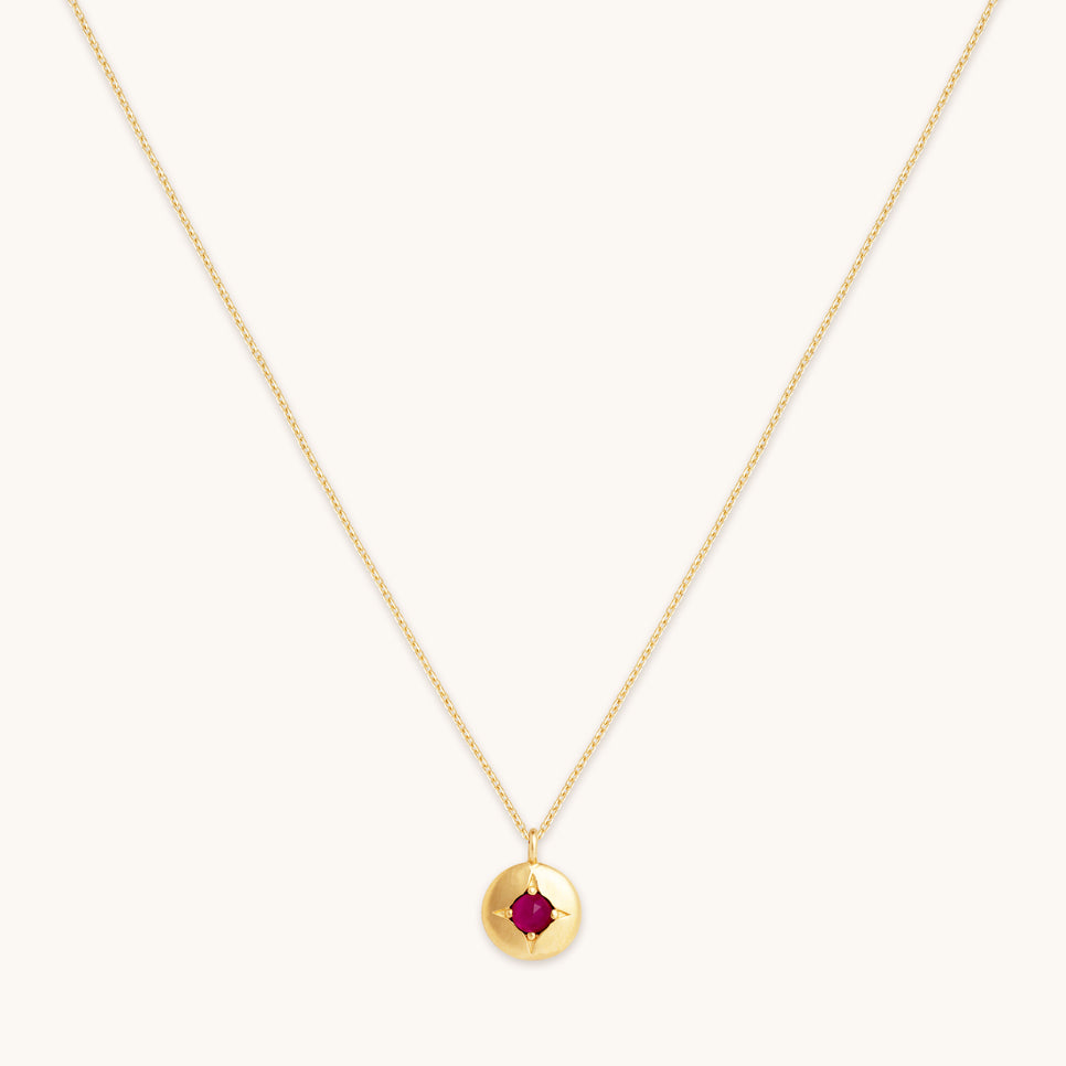Gemstone Jewellery - July Ruby Birthstone Necklace in Solid Gold - Pendant Necklace - Astrid & Miyu