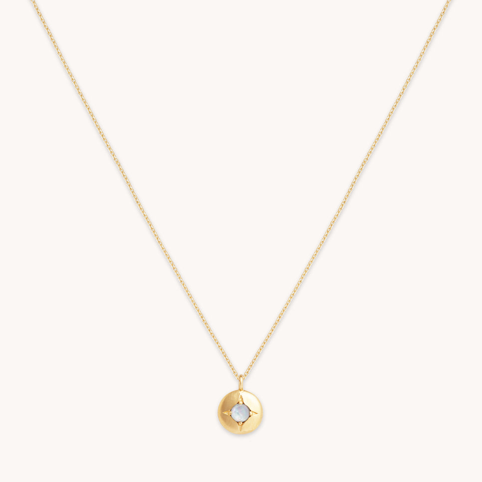 Birthstone Jewellery - June Moonstone Birthstone Necklace in Solid Gold - Pendant Necklace - Astrid & Miyu
