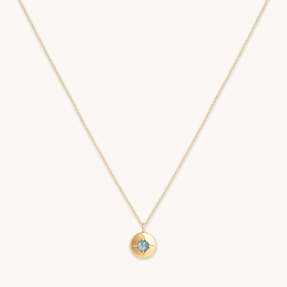Birthstone Jewellery - March Aquamarine Birthstone Necklace in Solid Gold - Pendant Necklace - Astrid & Miyu