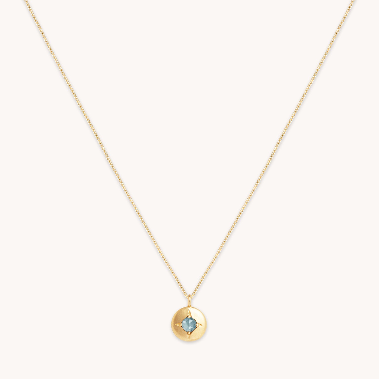 Birthstone Jewellery - March Aquamarine Birthstone Necklace in Solid Gold - Pendant Necklace - Astrid & Miyu