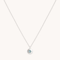 Birthstone Jewellery - March Aquamarine Birthstone Necklace in Solid White Gold - Pendant Necklace - Astrid & Miyu