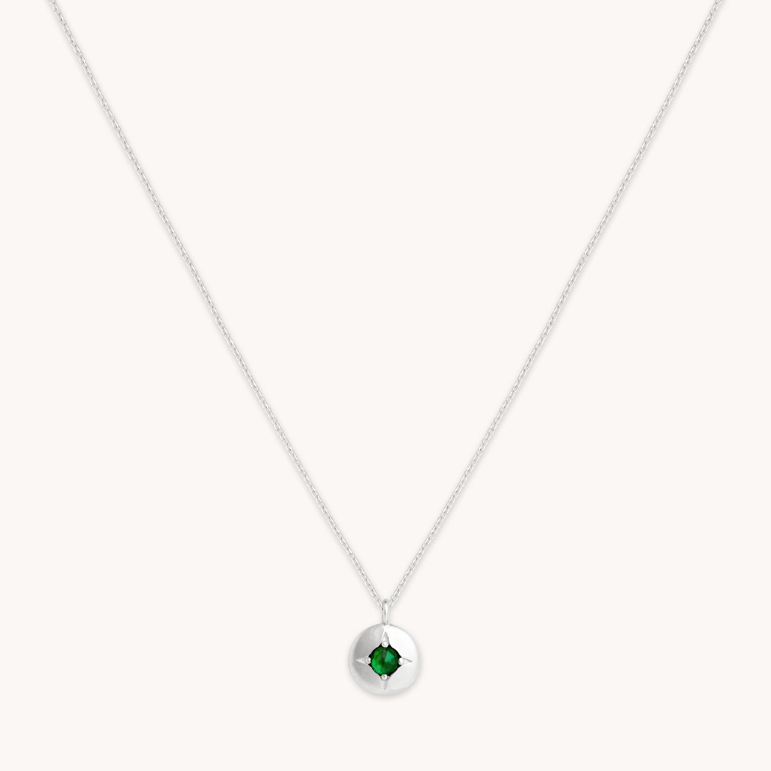 Birthstone Jewellery - May Tsavorite Birthstone Necklace in Solid White Gold - Pendant Necklace - Astrid & Miyu