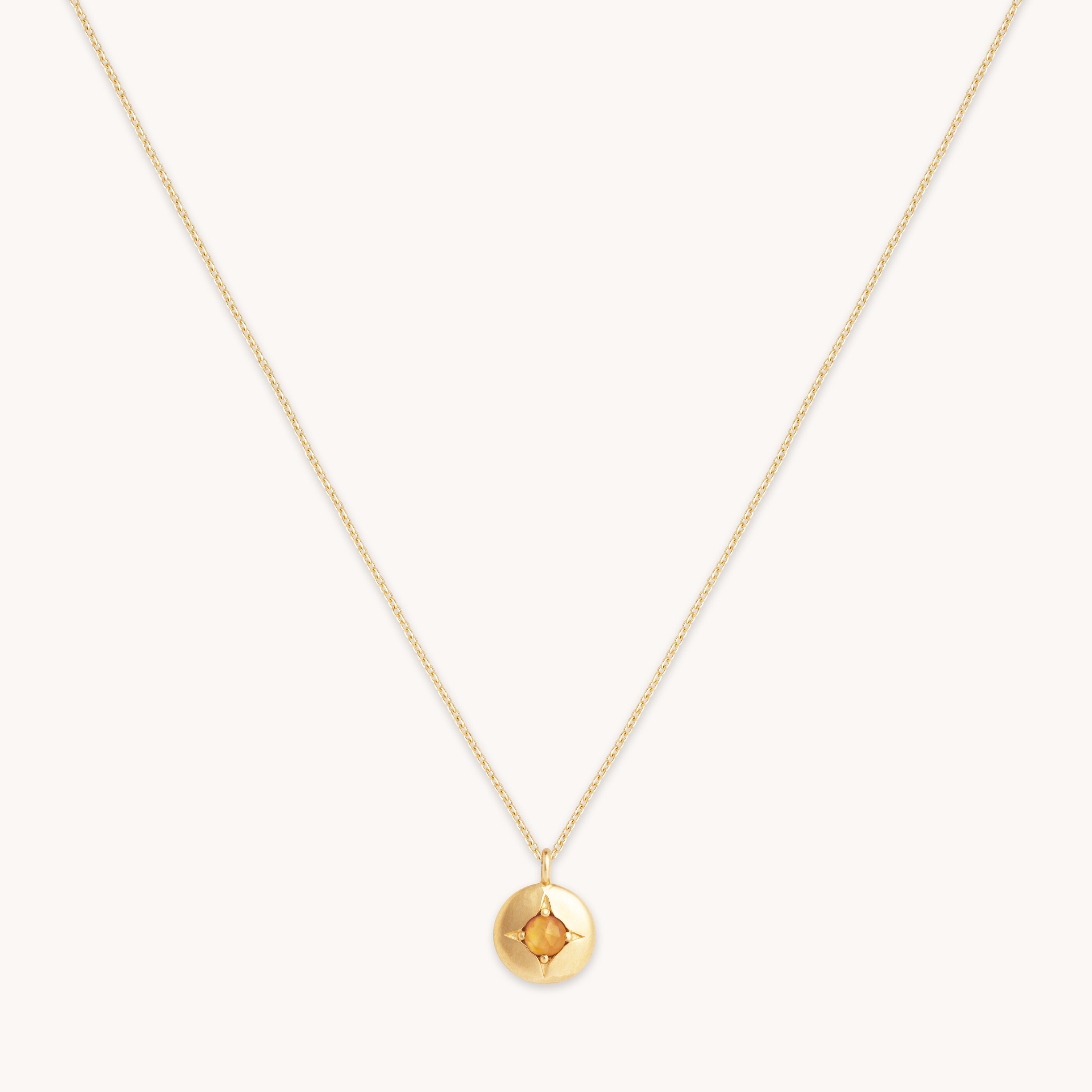 Gemstone Jewellery - November Citrine Birthstone Necklace in Solid Gold - Pendant Necklace - Astrid & Miyu