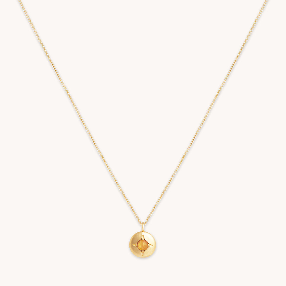 Gemstone Jewellery - November Citrine Birthstone Necklace in Solid Gold - Pendant Necklace - Astrid & Miyu
