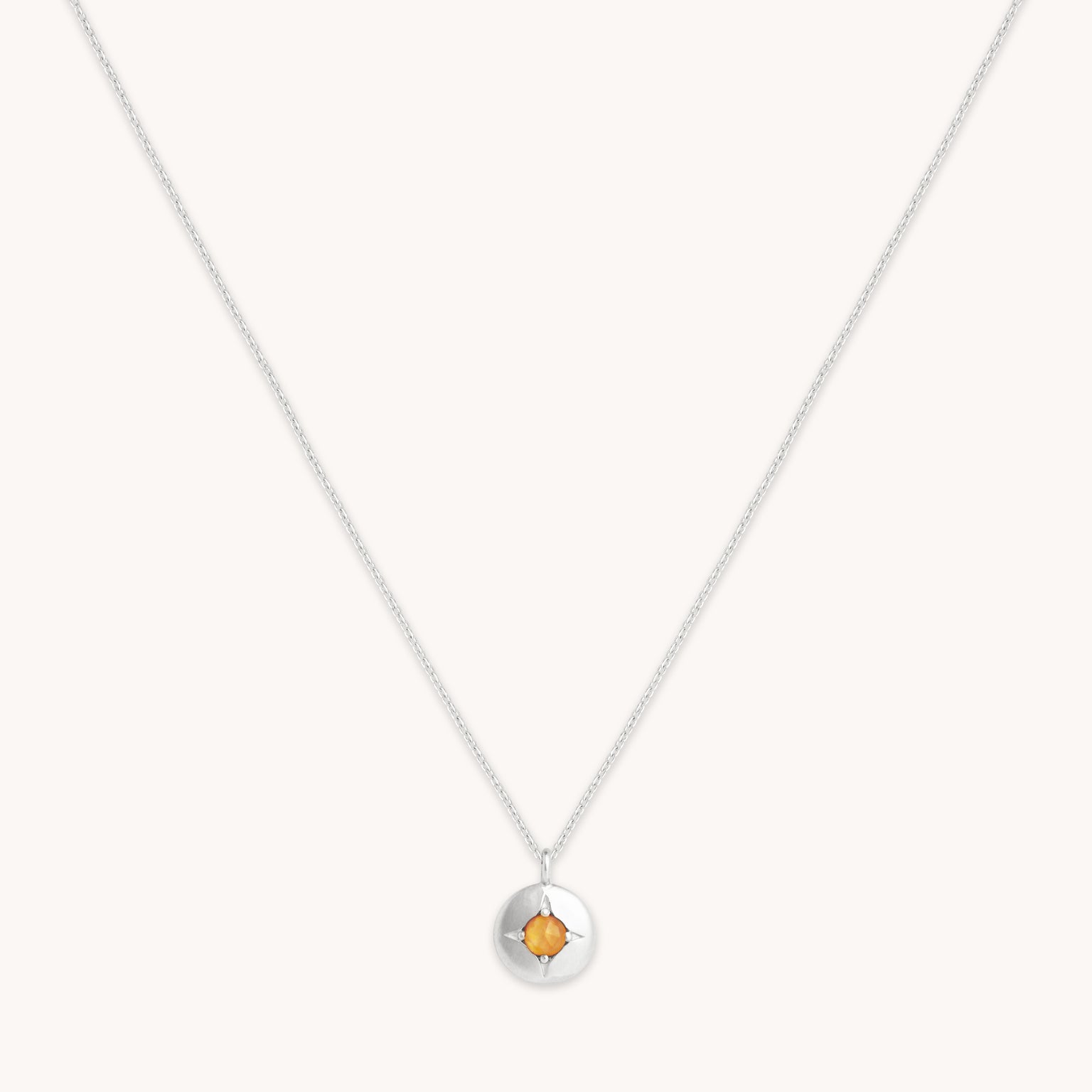 Gemstone Jewellery - November Citrine Birthstone Necklace in Solid White Gold - Pendant Necklace - Astrid & Miyu