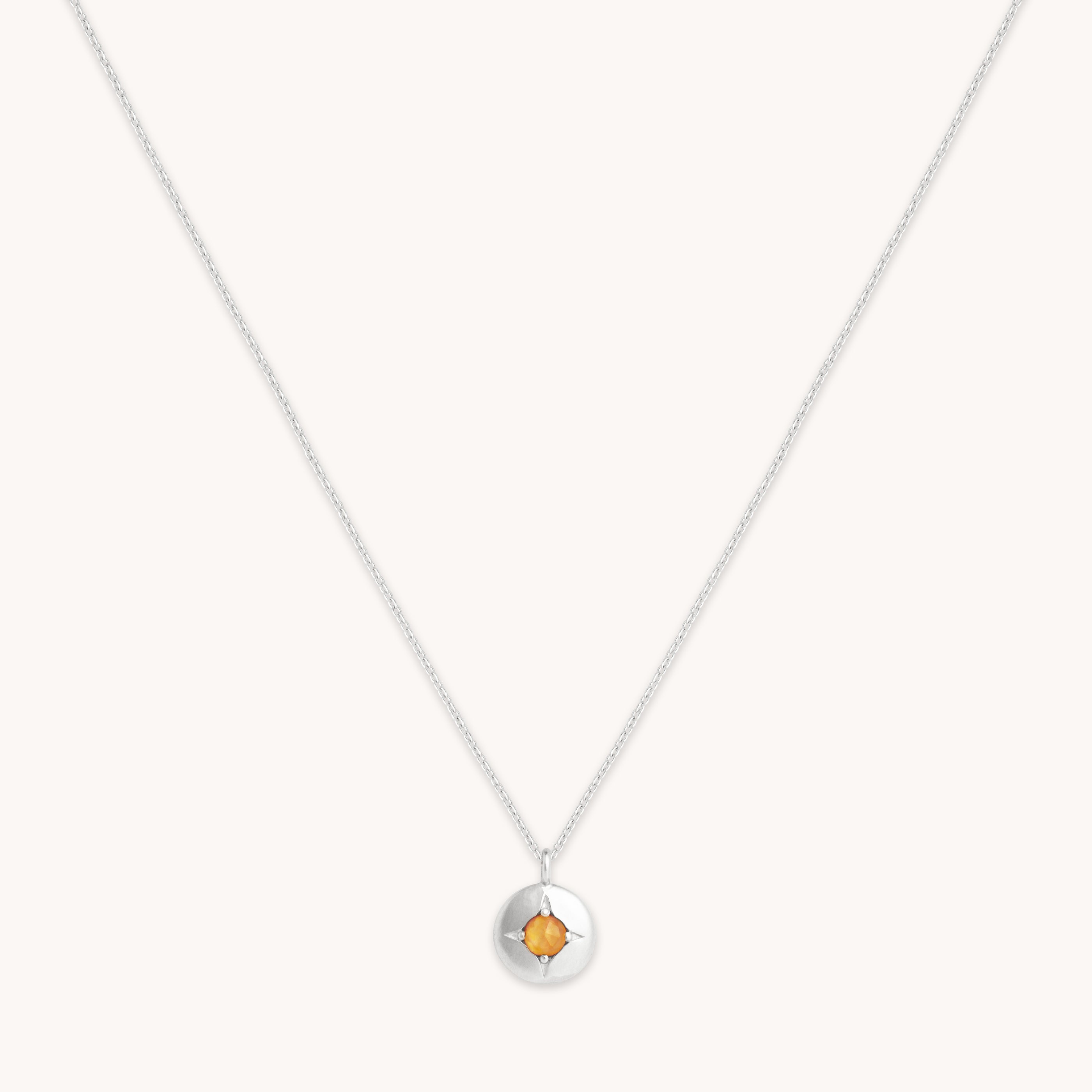 Gemstone Jewellery - November Citrine Birthstone Necklace in Solid White Gold - Pendant Necklace - Astrid & Miyu