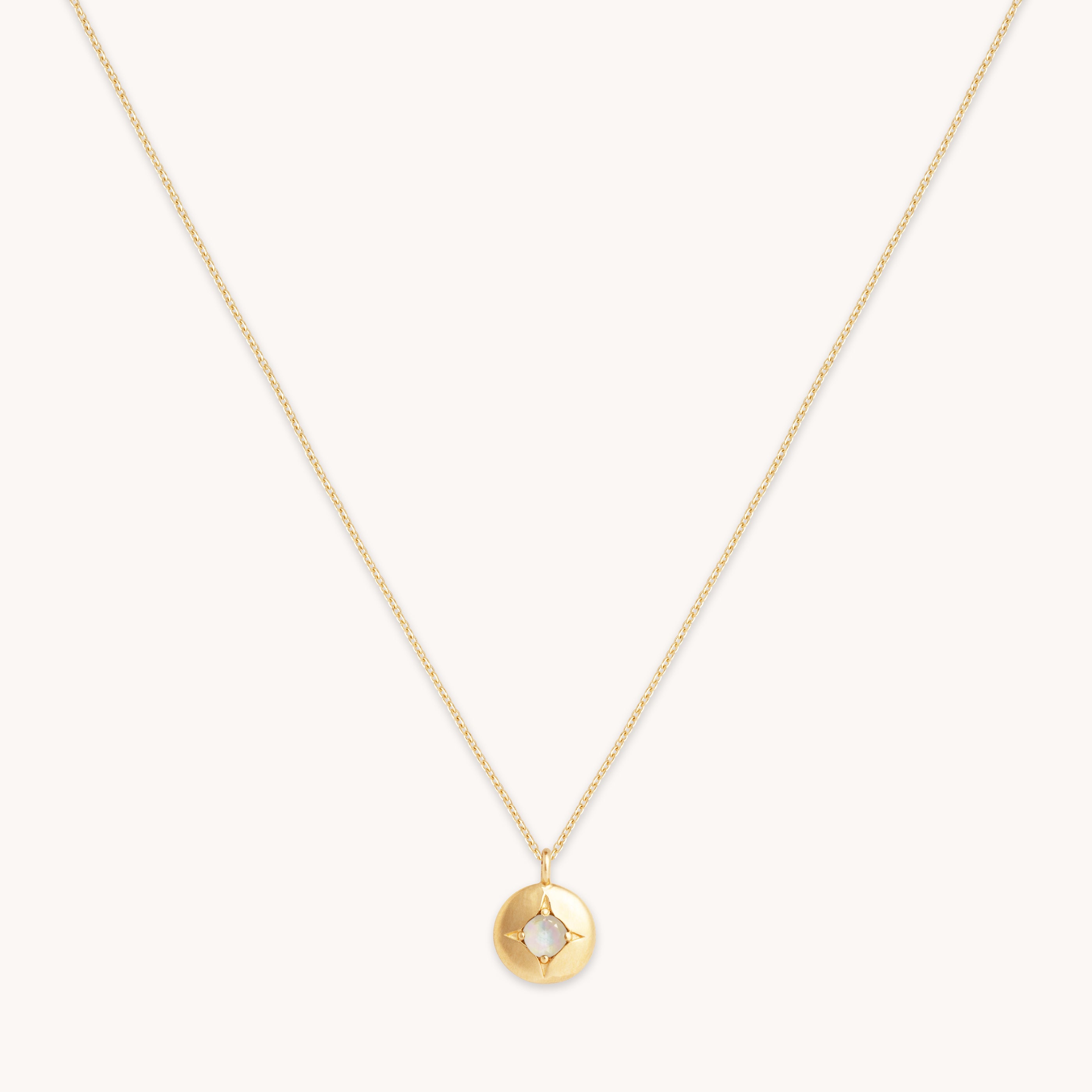October Opal Birthstone Necklace in Solid Gold