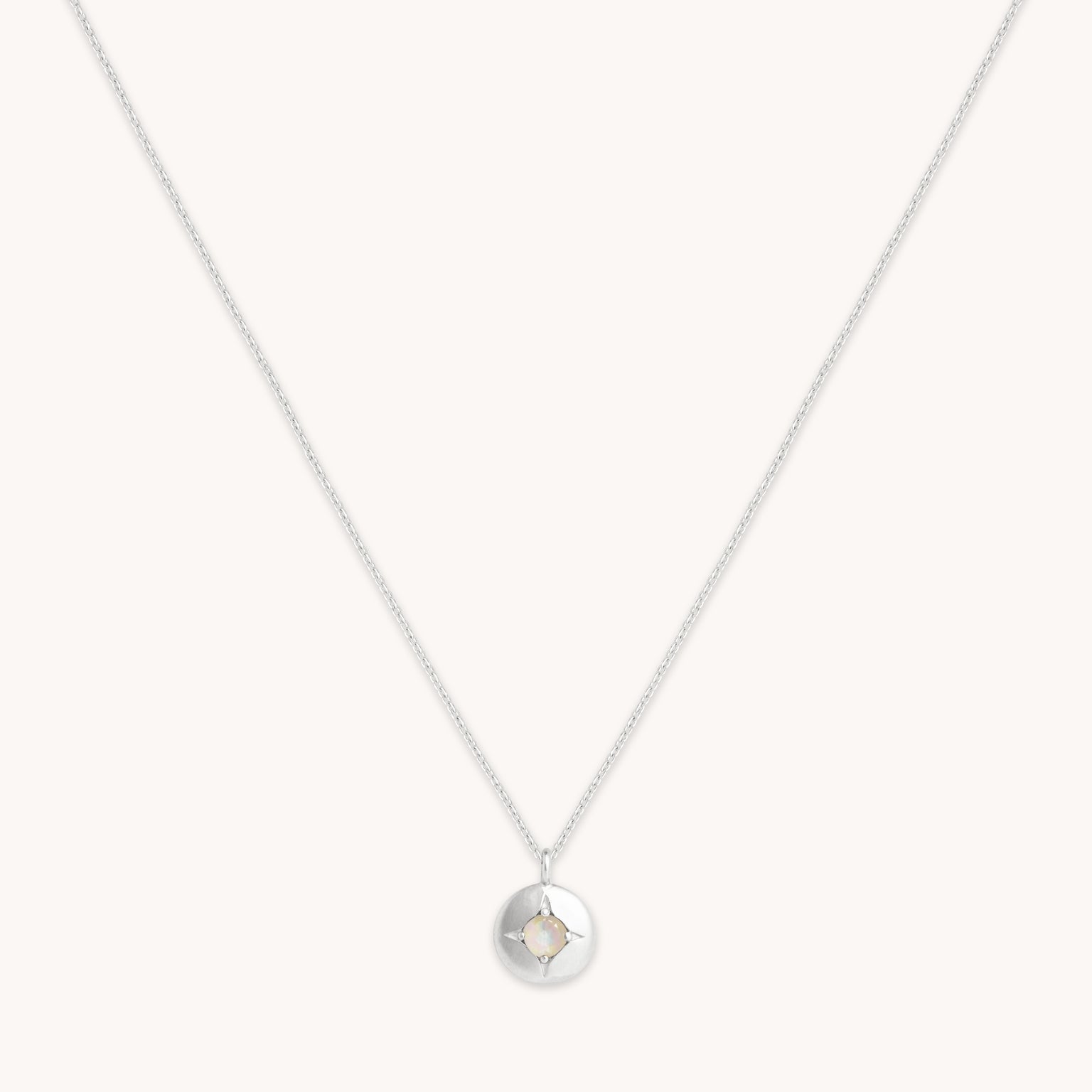 Birthstone Jewellery - October Opal Birthstone Necklace in Solid White Gold - Pendant Necklace - Astrid & Miyu