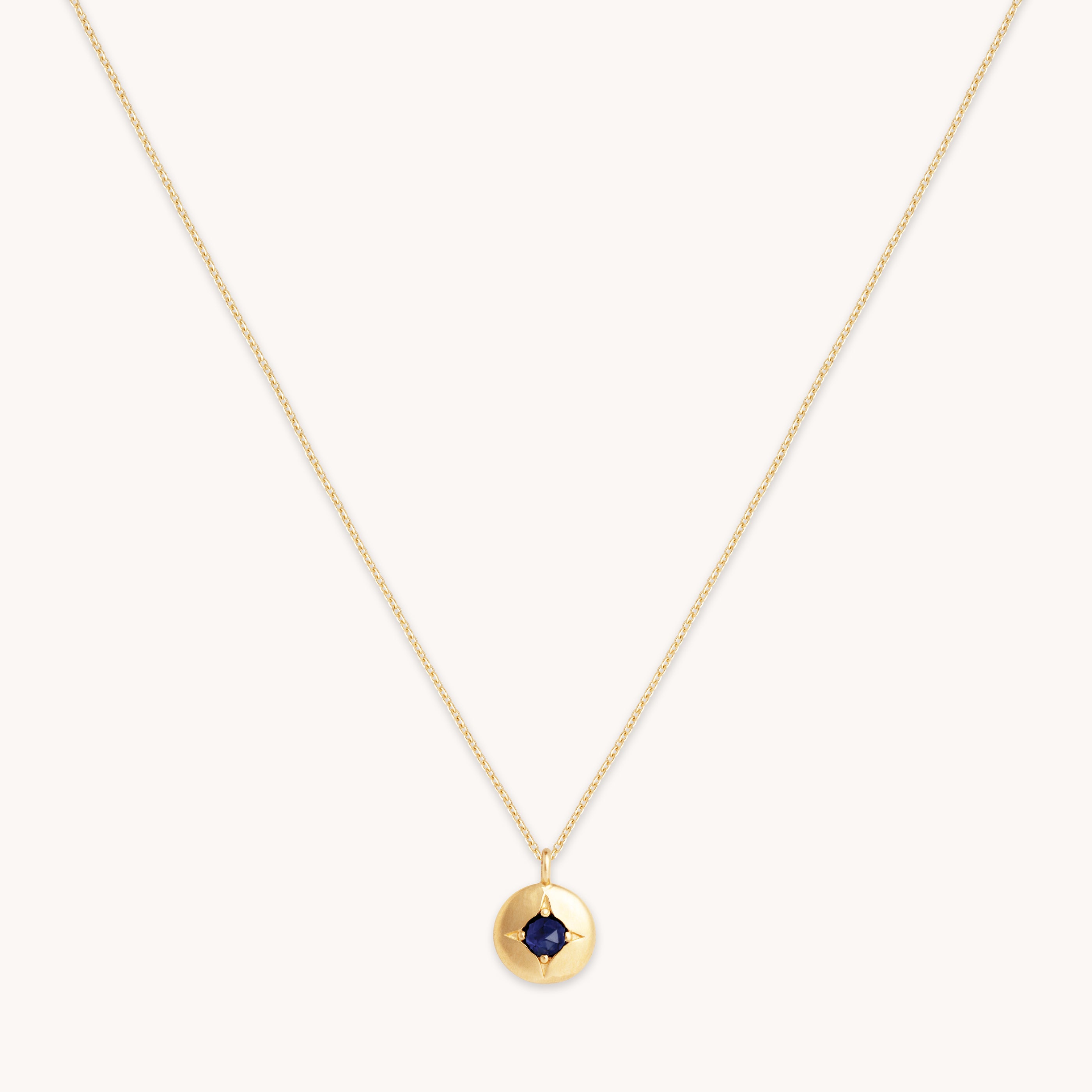 Birthstone Jewellery - September Sapphire Birthstone Necklace in Solid Gold - Pendant Necklace - Astrid & Miyu