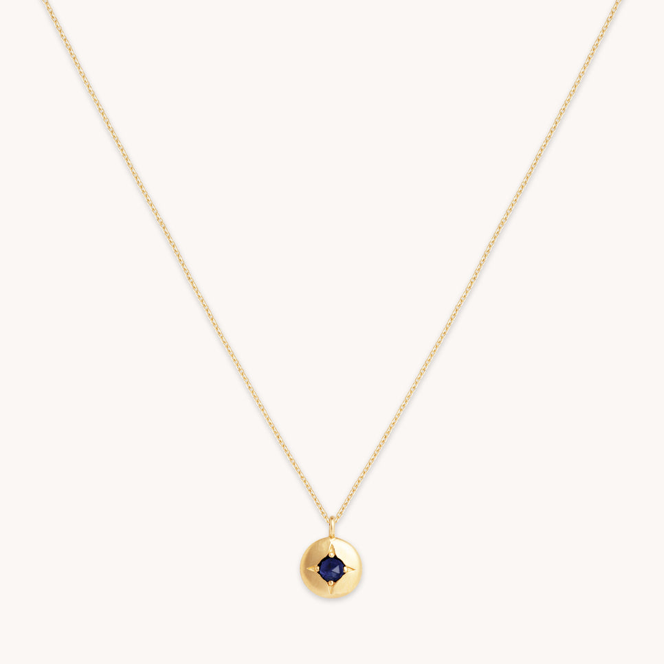 Birthstone Jewellery - September Sapphire Birthstone Necklace in Solid Gold - Pendant Necklace - Astrid & Miyu
