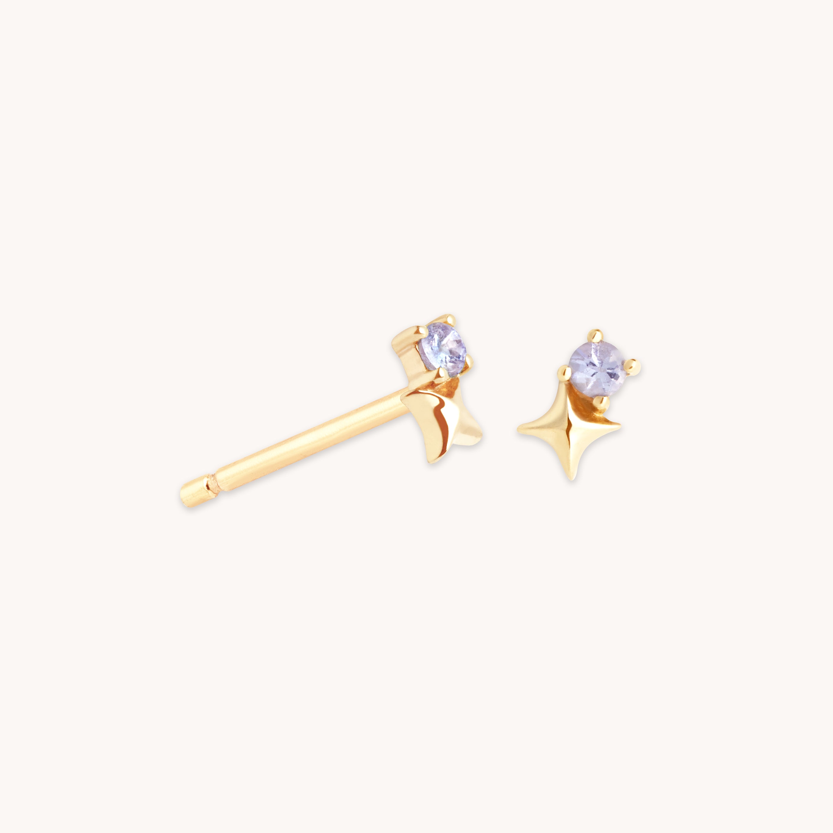 Birthstone Earrings - December Tanzanite Birthstone Earrings in Solid Gold - Stud Earrings - Astrid & Miyu