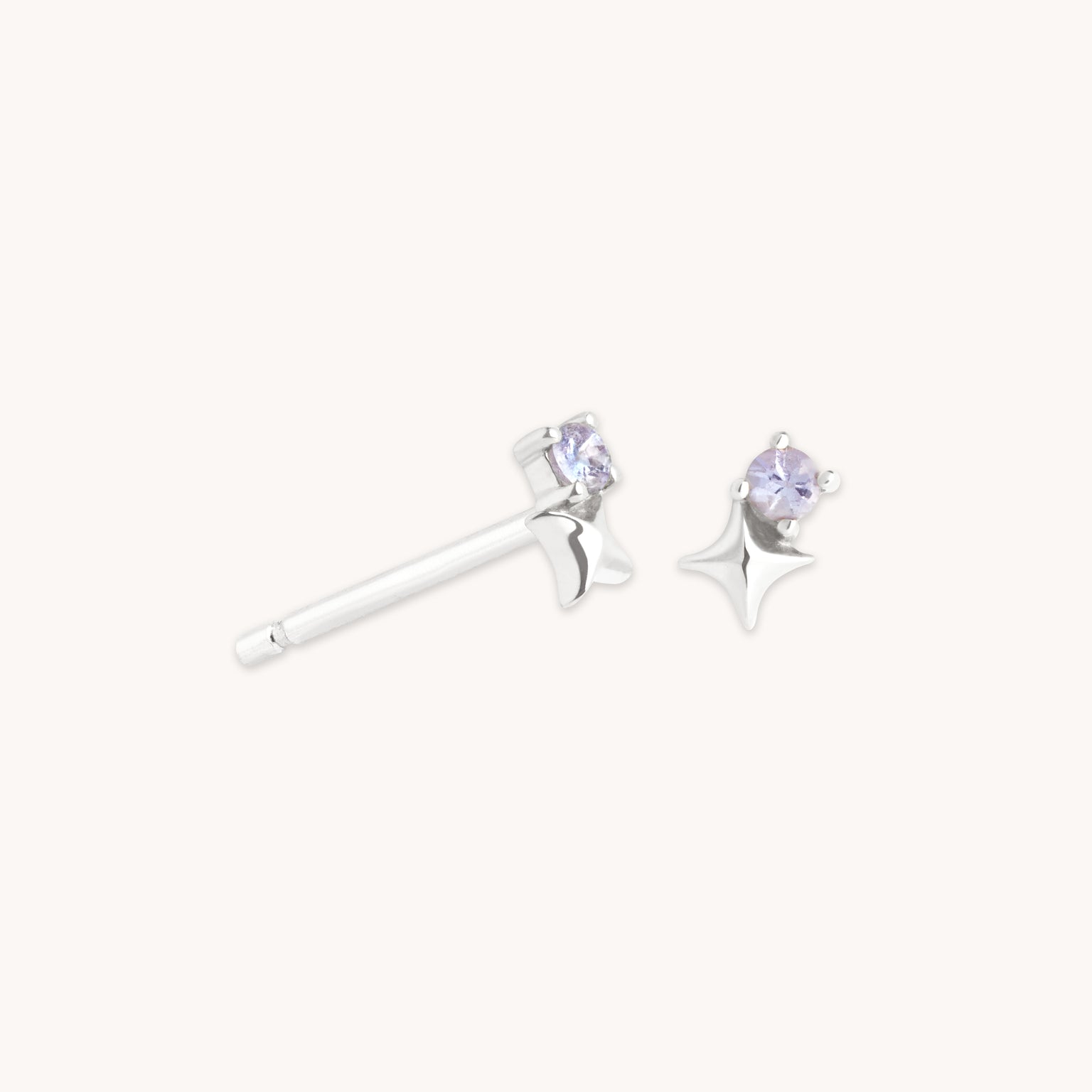 Birthstone Earrings - December Tanzanite Birthstone Earrings in Solid White Gold - Stud Earrings - Astrid & Miyu