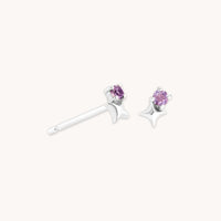 Birthstone Earrings - February Amethyst Birthstone Earrings in Solid White Gold - Stud Earrings - Astrid & Miyu