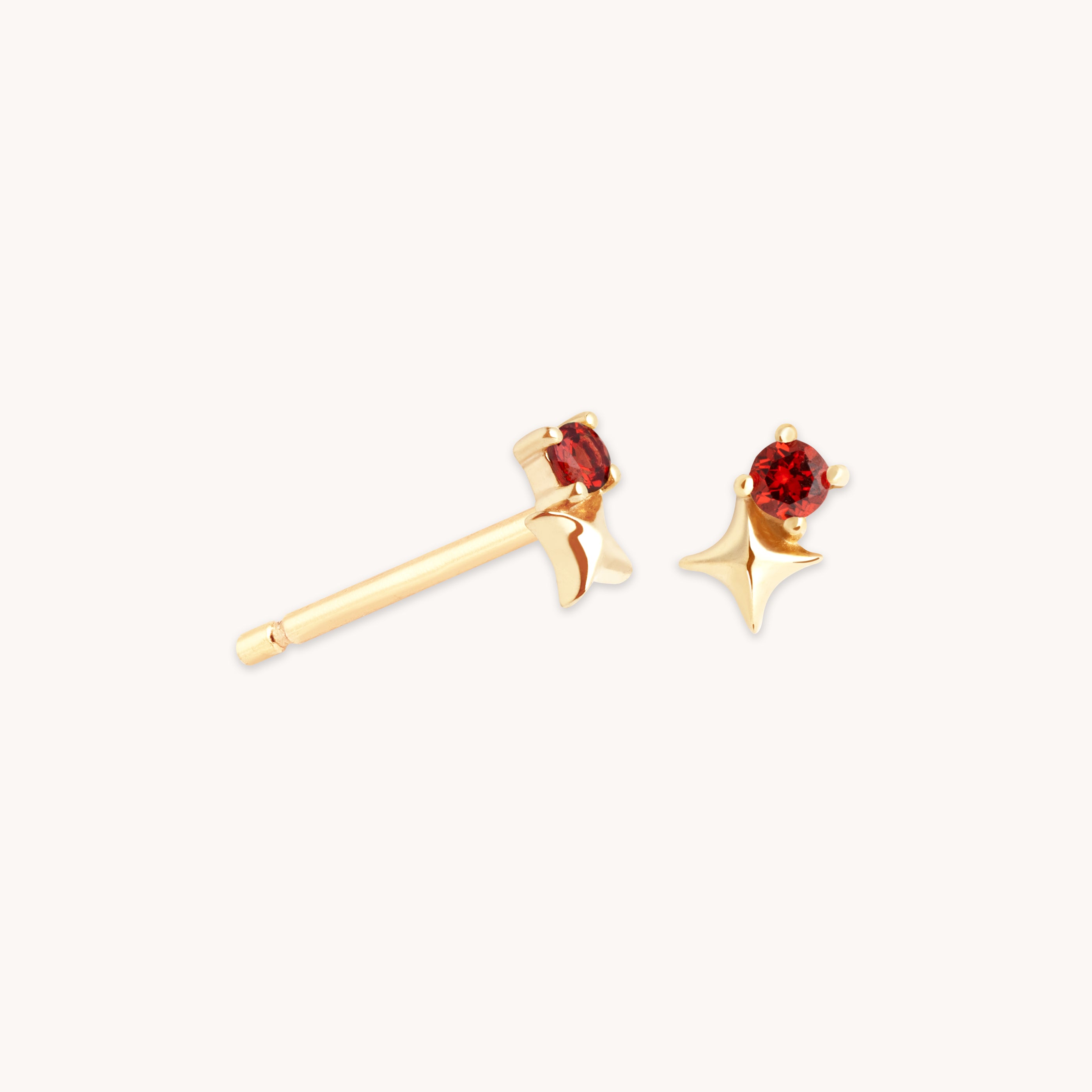 Birthstone Earrings - January Garnet Birthstone Earrings in Solid Gold - Stud Earrings - Astrid & Miyu