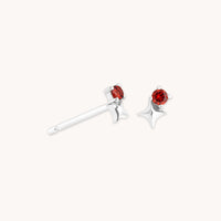 Birthstone Earrings - January Garnet Birthstone Earrings in Solid White Gold - Stud Earrings - Astrid & Miyu