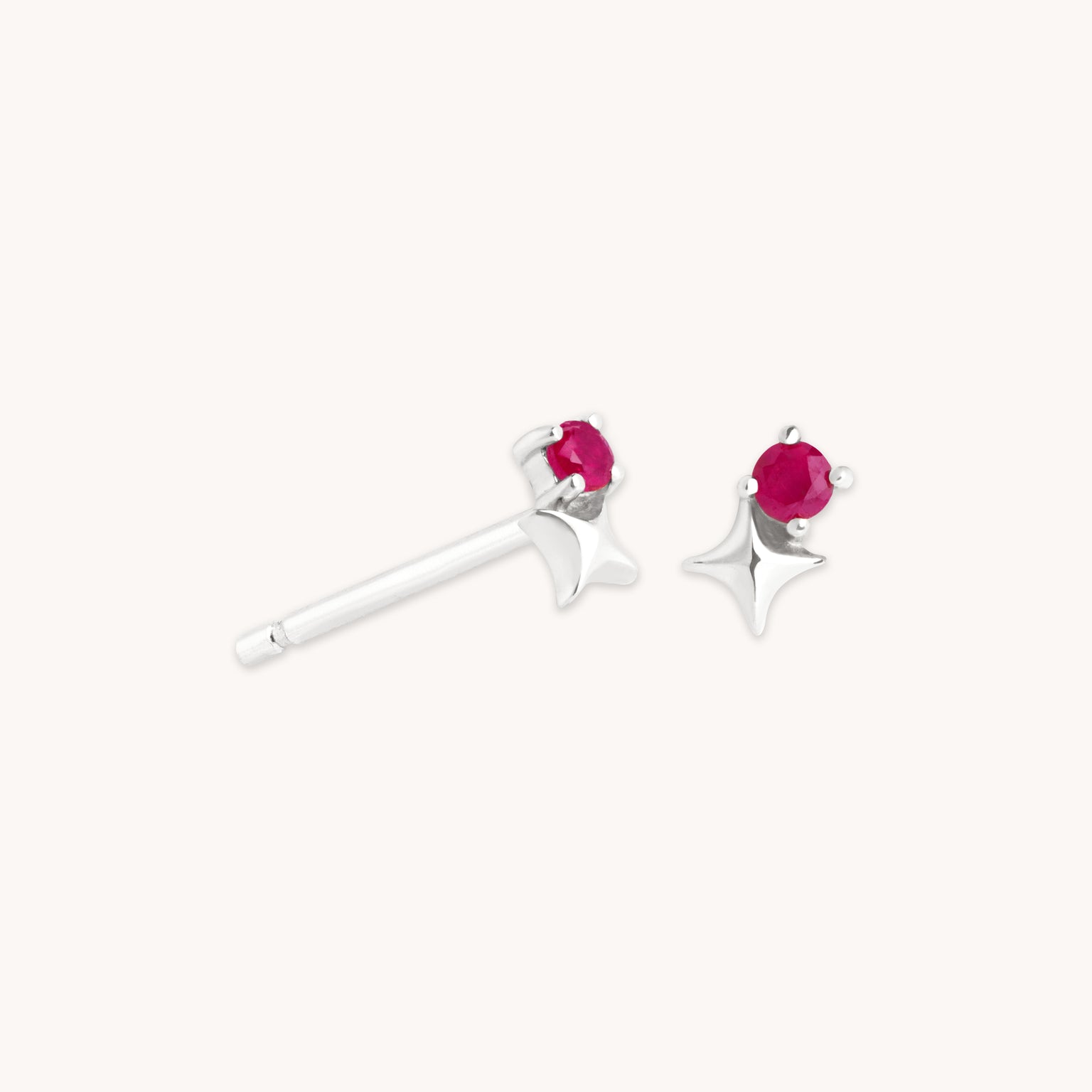 Birthstone Earrings - July Ruby Birthstone Earrings in Solid White Gold - Stud Earrings - Astrid & Miyu