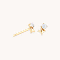 Birthstone Earrings - June Moonstone Birthstone Earrings in Solid Gold - Stud Earrings - Astrid & Miyu