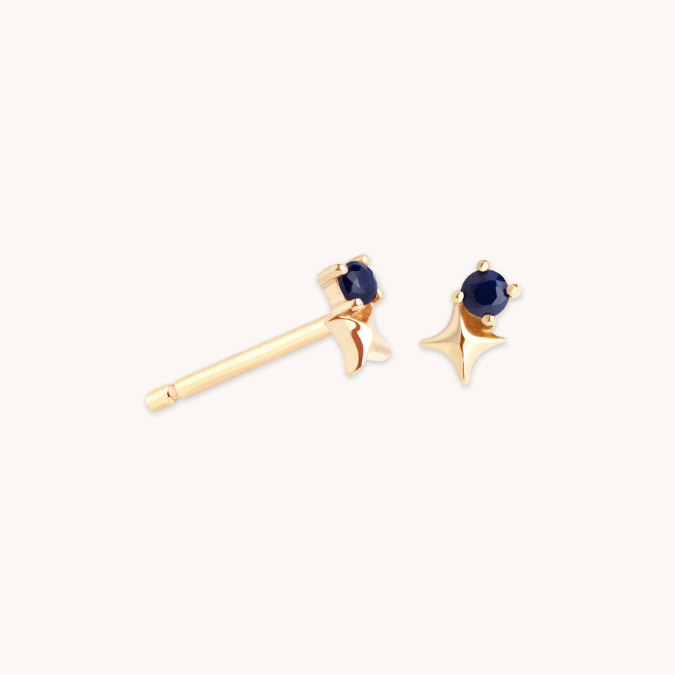 Birthstone Earrings - September Sapphire Birthstone Earrings in Solid Gold - Stud Earrings - Astrid & Miyu