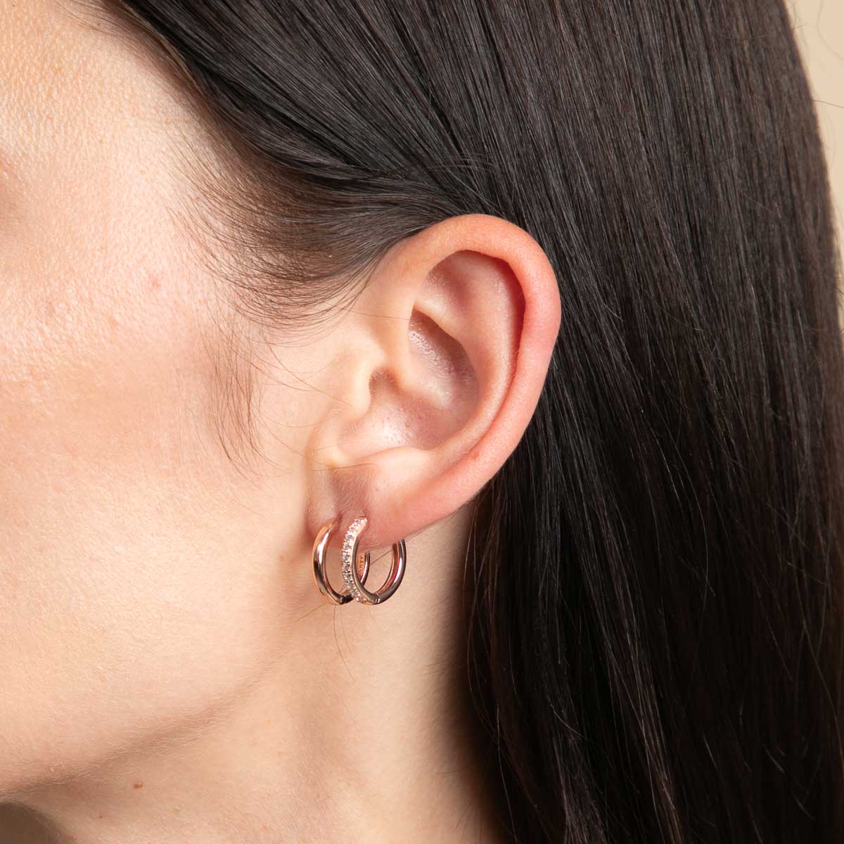 18k Rose Gold Plated Jewellery - Essential Crystal Small Hoops in Rose Gold - Hoop Earrings - Astrid & Miyu