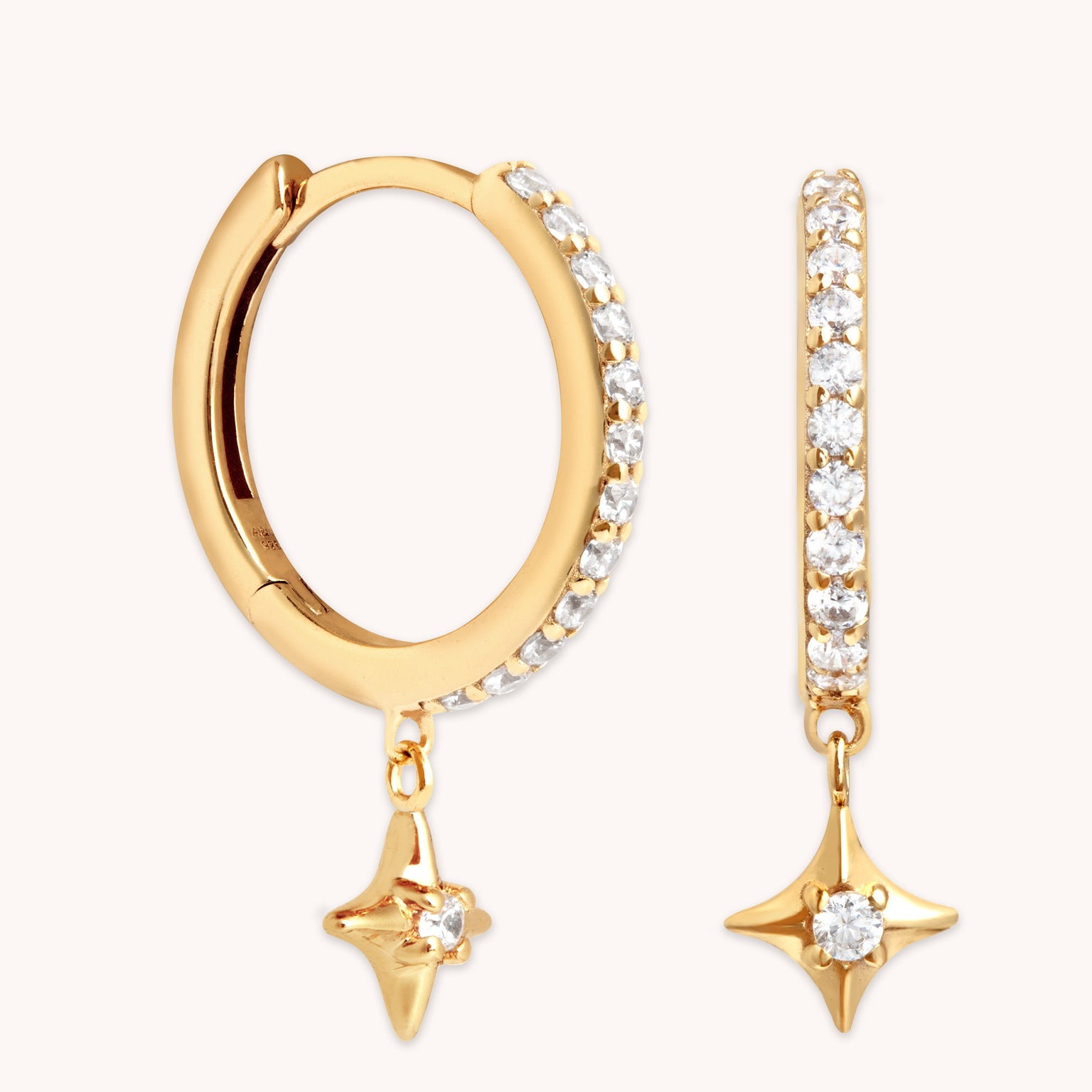 18k Gold Plated Jewellery - Crystal Star Hoops in Gold - Hoop Earrings - Astrid & Miyu