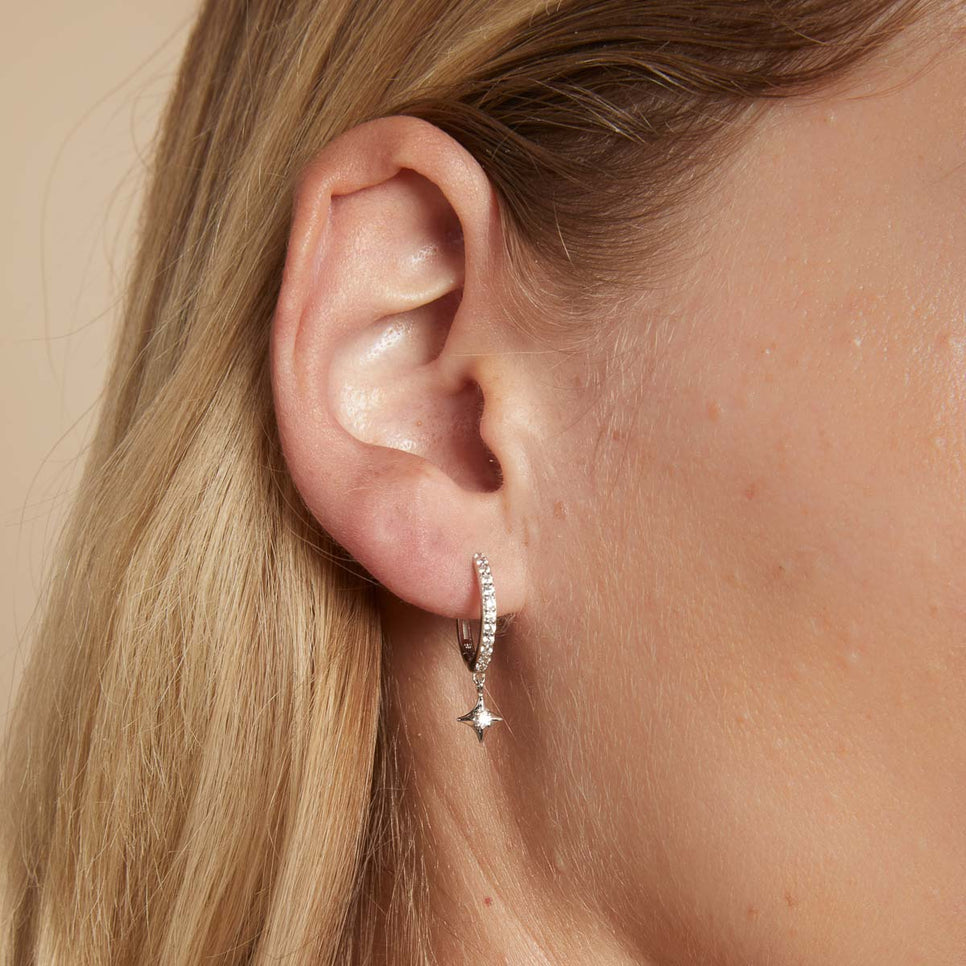 Core Collection SS23 - Crystal Star Hoops in Silver - Hoop Earrings - Astrid & Miyu