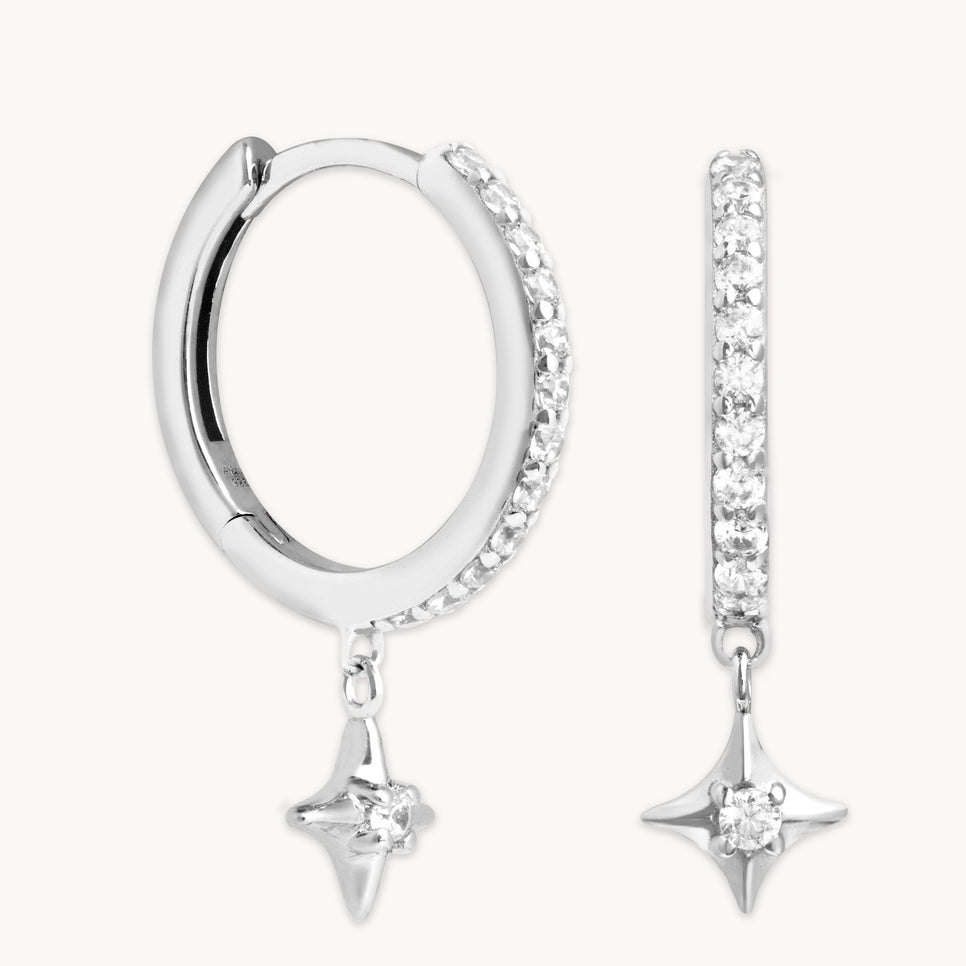 Core Collection SS23 - Crystal Star Hoops in Silver - Hoop Earrings - Astrid & Miyu