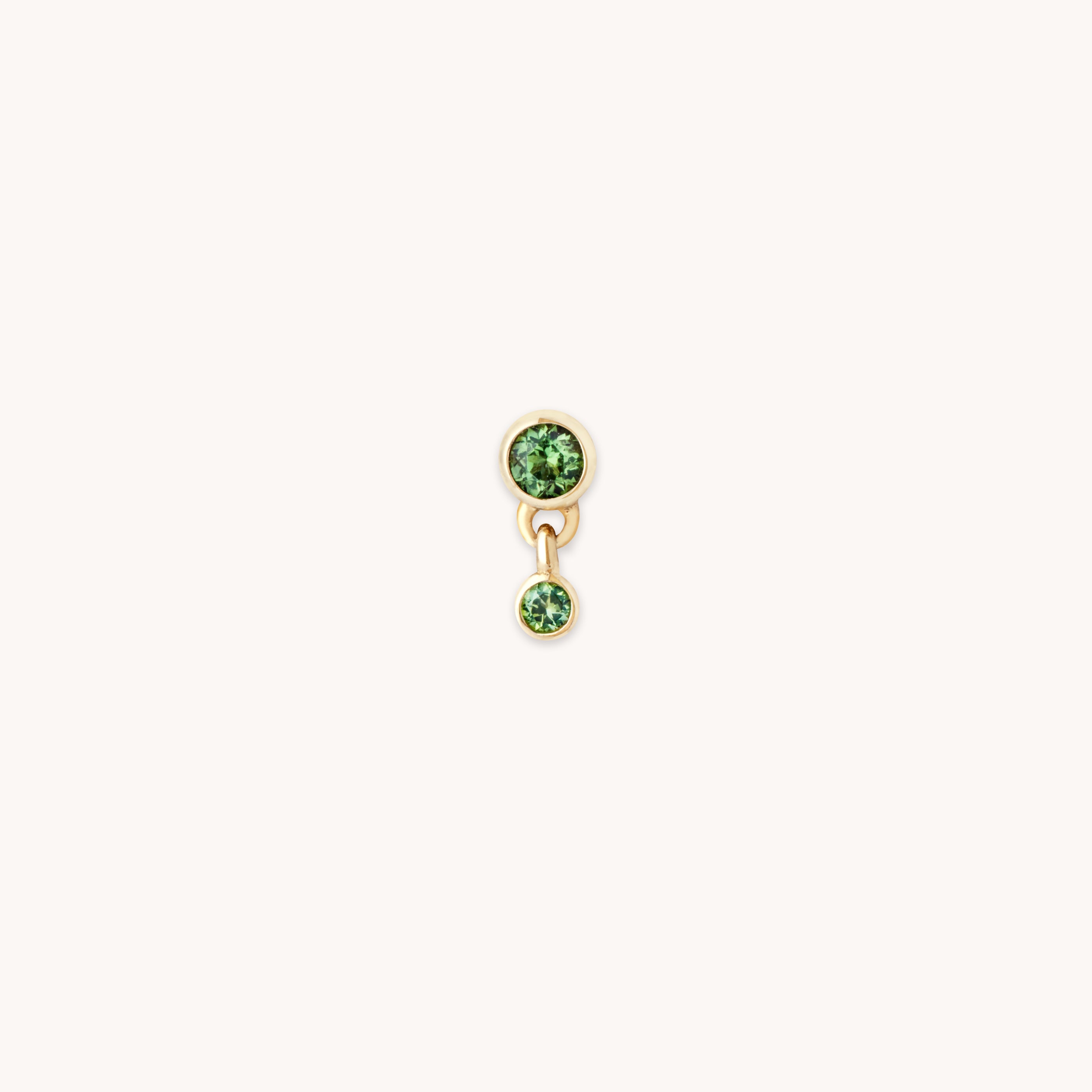 Flat Back Labret Studs - Green Tourmaline Double Piercing Stud in Solid Gold - Piercing Stud - Astrid & Miyu
