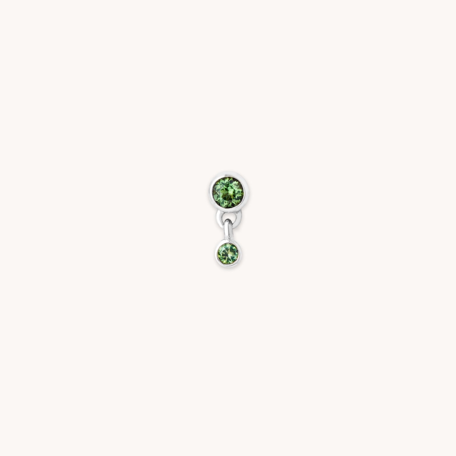Flat Back Labret Studs - Green Tourmaline Double Piercing Stud in Solid White Gold - Piercing Stud - Astrid & Miyu