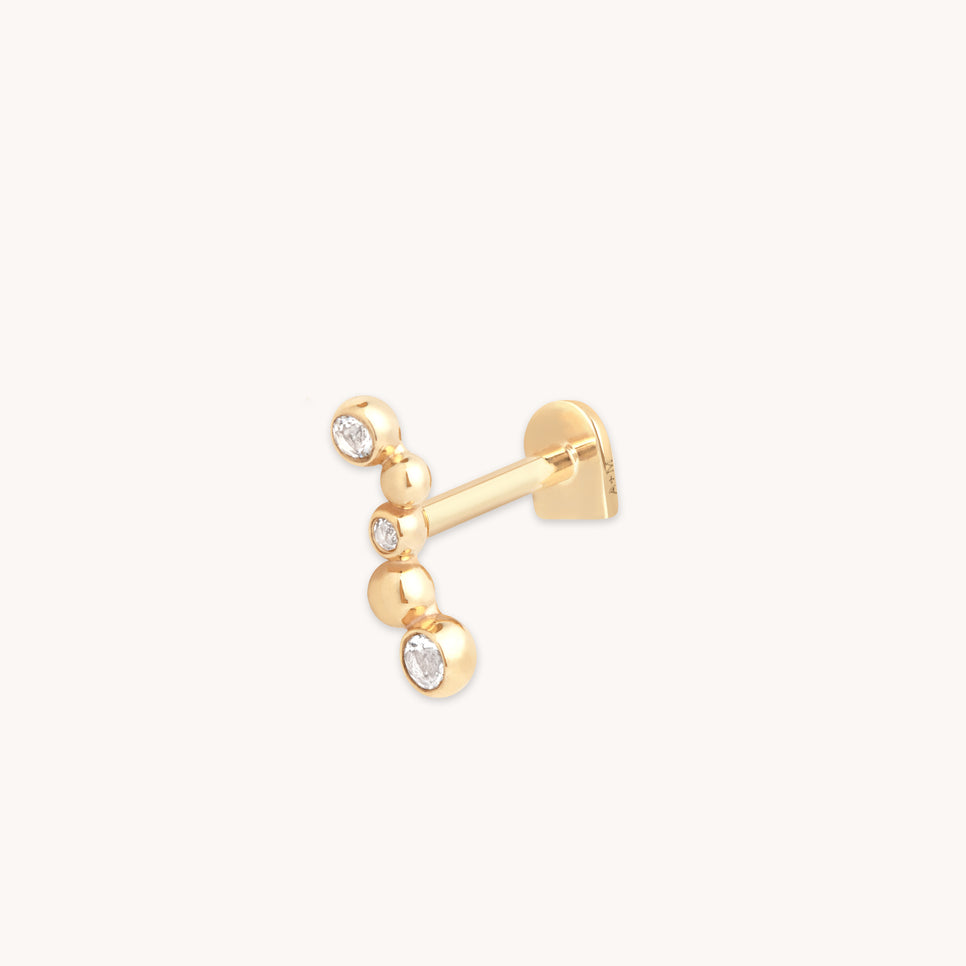 April White Topaz - Topaz Beaded Wave Piercing Stud in Solid Gold - Piercing Stud - Astrid & Miyu