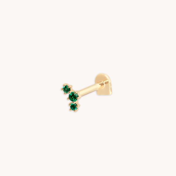 Flat Back Labret Studs - Emerald Curved Piercing Stud in Solid Gold - Piercing Stud - Astrid & Miyu