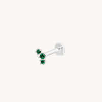 Flat Back Labret Studs - Emerald Curved Piercing Stud in Solid White Gold - Piercing Stud - Astrid & Miyu