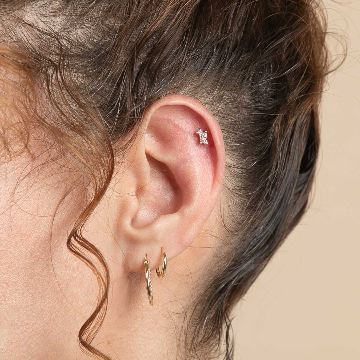 Flat Back Labret Studs - Diamond Marquise Cluster Piercing Stud in Solid Gold - Piercing Stud - Astrid & Miyu