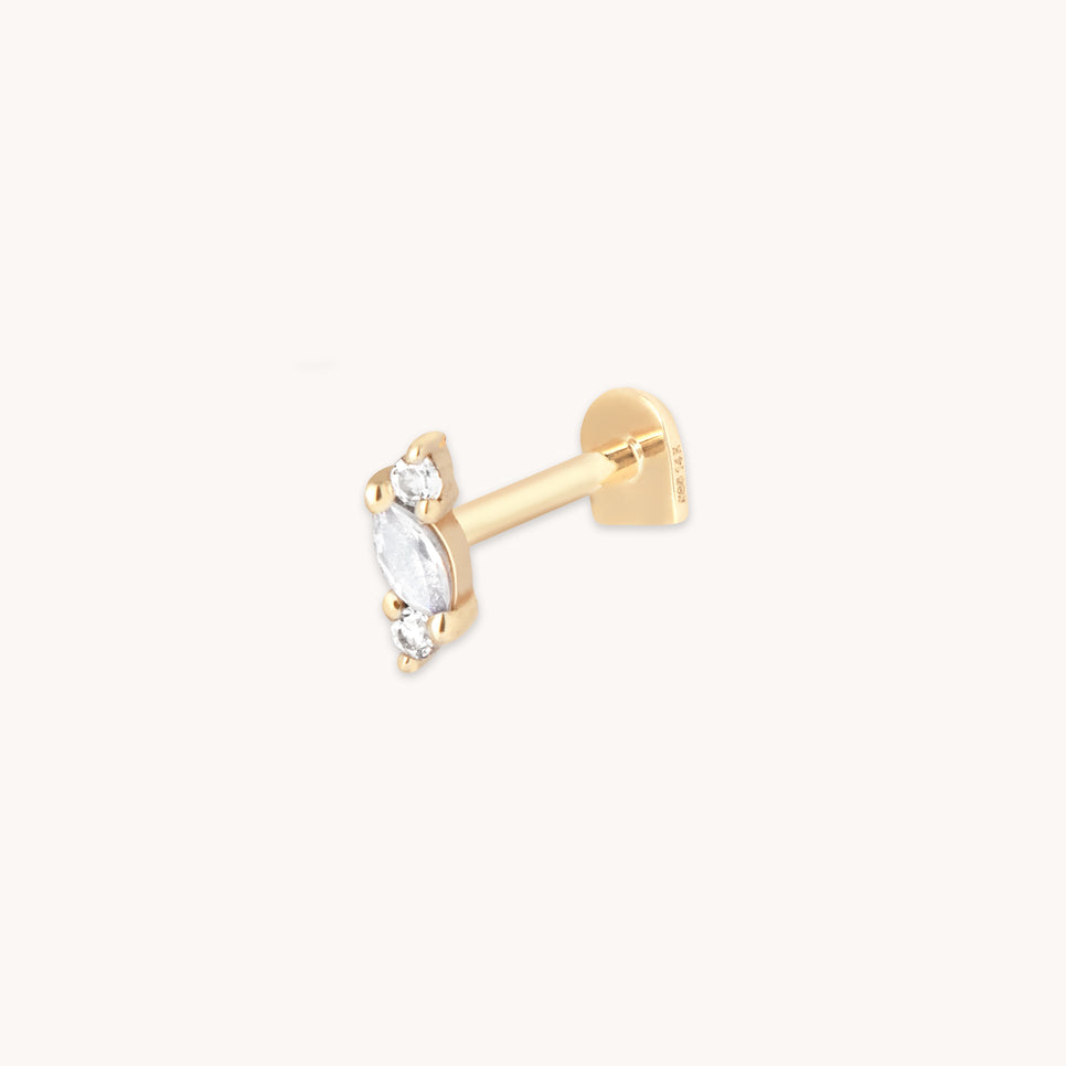 Flat Back Labret Studs - Moonstone Cluster Piercing Stud in Solid Gold - Piercing Stud - Astrid & Miyu