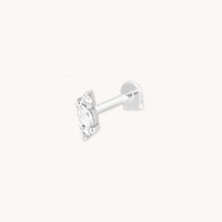 Flat Back Labret Studs - Moonstone Cluster Piercing Stud in Solid White Gold - Piercing Stud - Astrid & Miyu