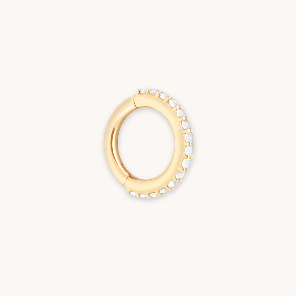 Daith Piercing Jewellery - Pavé Seamless 1.2mm Piercing Hoop in Solid Gold - Piercing Hoop - Astrid & Miyu