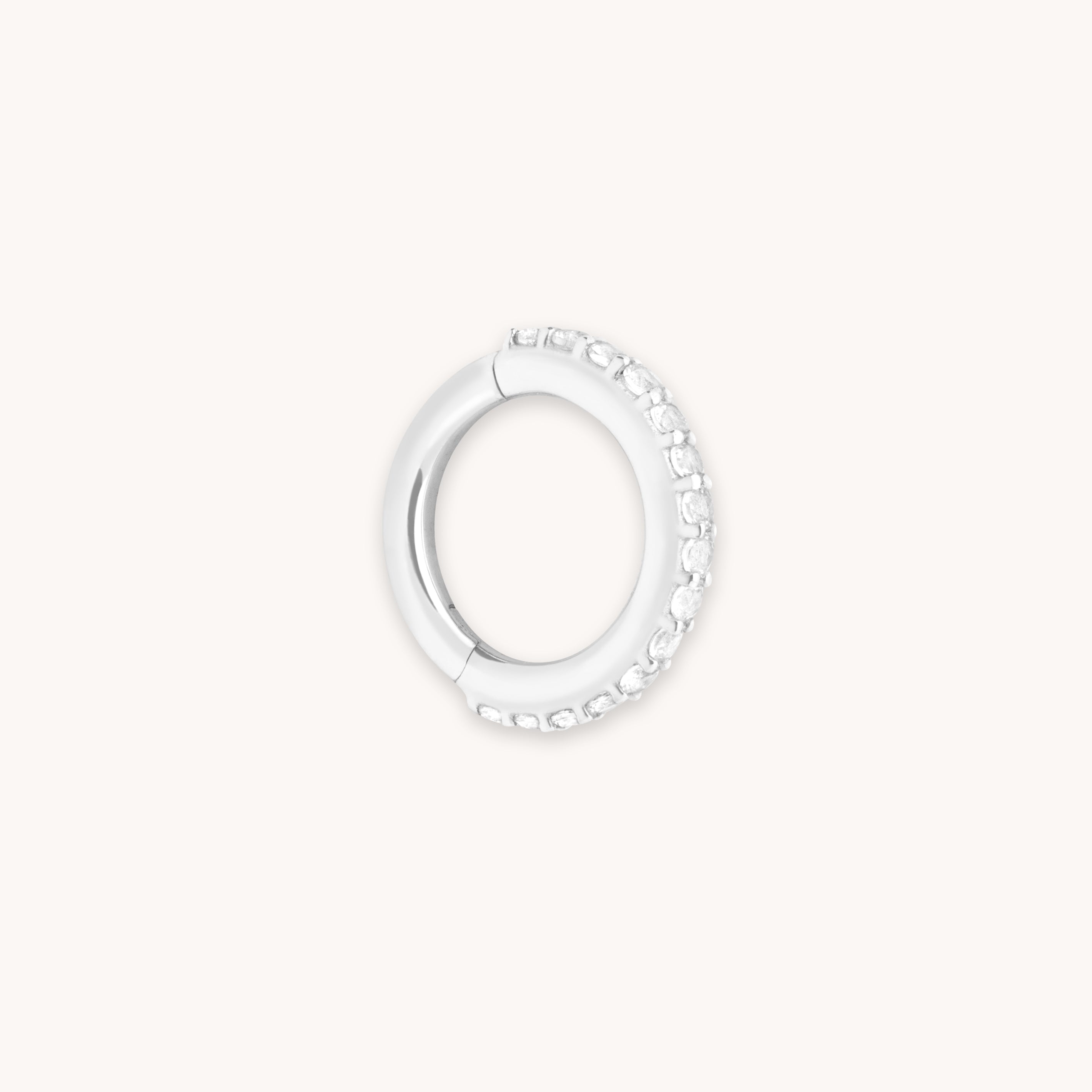 Daith Piercing Jewellery - Pavé Seamless 1.2mm Piercing Hoop in Solid White Gold - Piercing Hoop - Astrid & Miyu