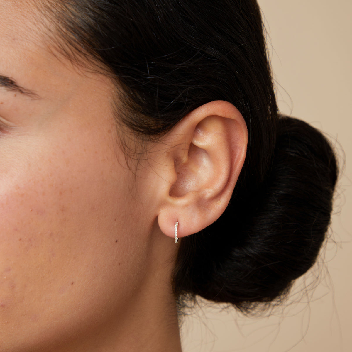 Daith Piercing Jewellery - Pavé Seamless 1.2mm Piercing Hoop in Solid White Gold - Piercing Hoop - Astrid & Miyu