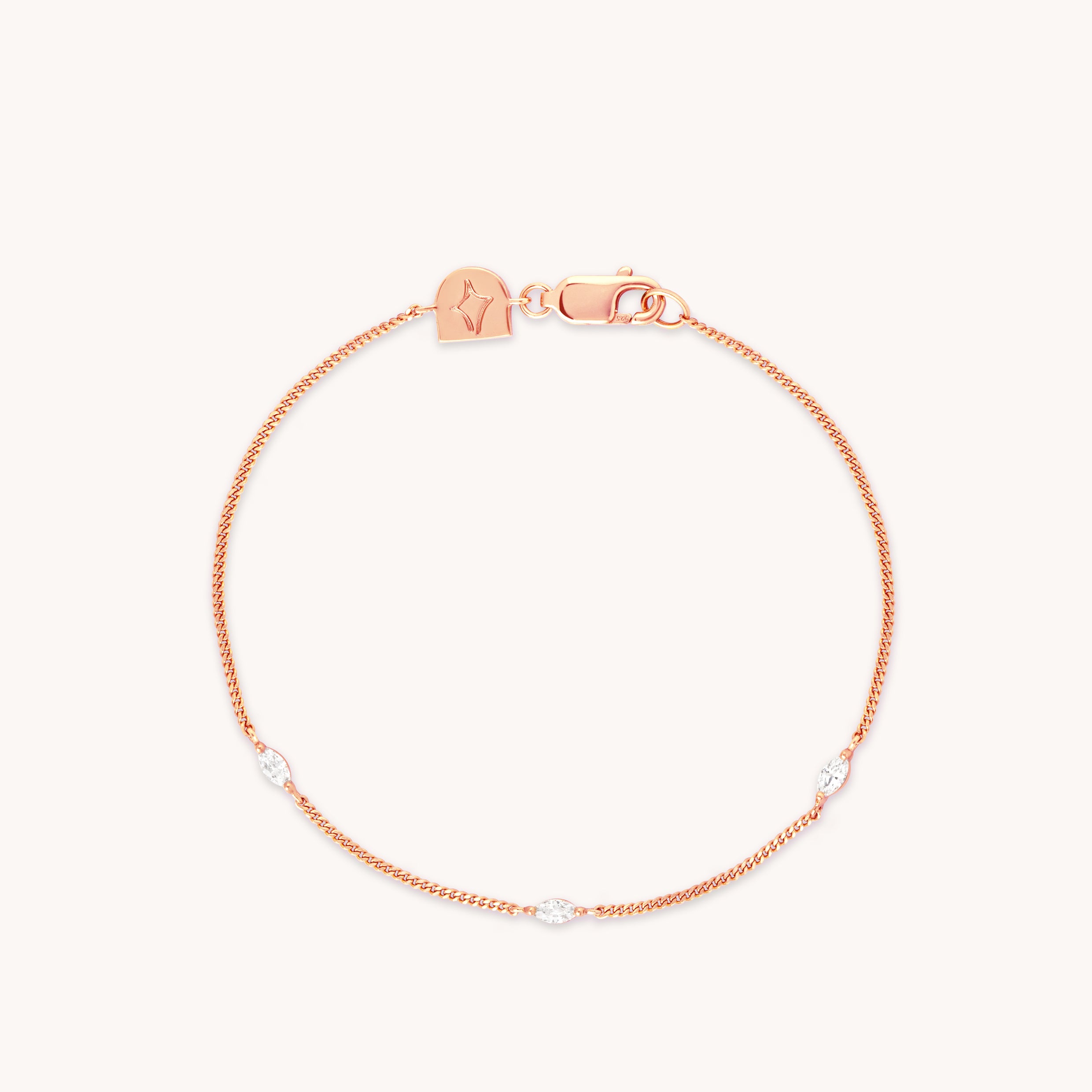 18k Rose Gold Plated Jewellery - Navette Crystal Bracelet in Rose Gold - Charm Bracelet - Astrid & Miyu