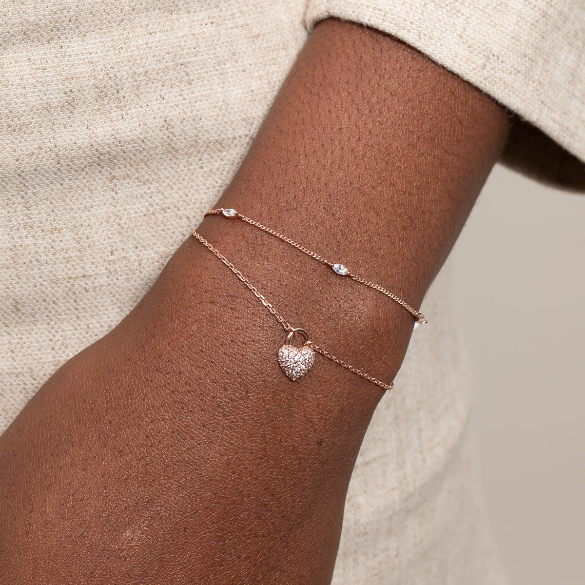 18k Rose Gold Plated Jewellery - Navette Crystal Bracelet in Rose Gold - Charm Bracelet - Astrid & Miyu