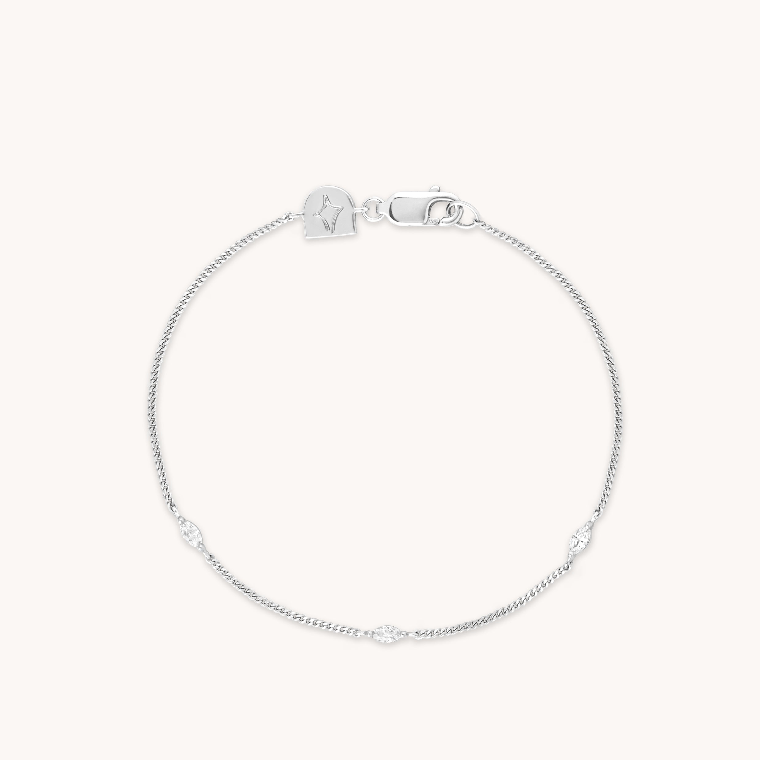 Bracelets - Navette Crystal Bracelet in Silver - Charm Bracelet - Astrid & Miyu