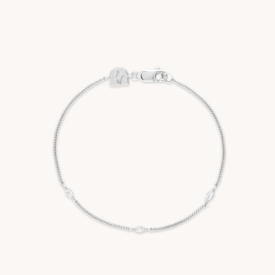 Bracelets - Navette Crystal Bracelet in Silver - Charm Bracelet - Astrid & Miyu