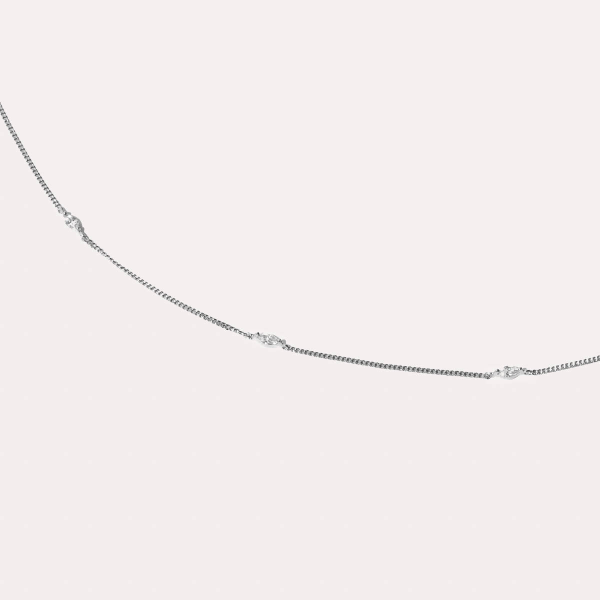 Bracelets - Navette Crystal Bracelet in Silver - Charm Bracelet - Astrid & Miyu