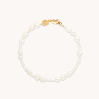 18k Gold Plated Jewellery - Serenity Pearl Beaded Bracelet in Gold - Bracelet - Astrid & Miyu