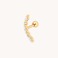 18k Gold Plated Jewellery - Navette Crystal Curved Barbell in Gold - Barbell Earring - Astrid & Miyu
