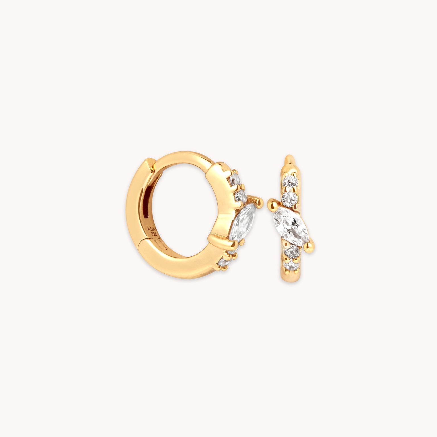 Core Collection SS23 - Navette Crystal Huggies in Gold - Huggies - Astrid & Miyu