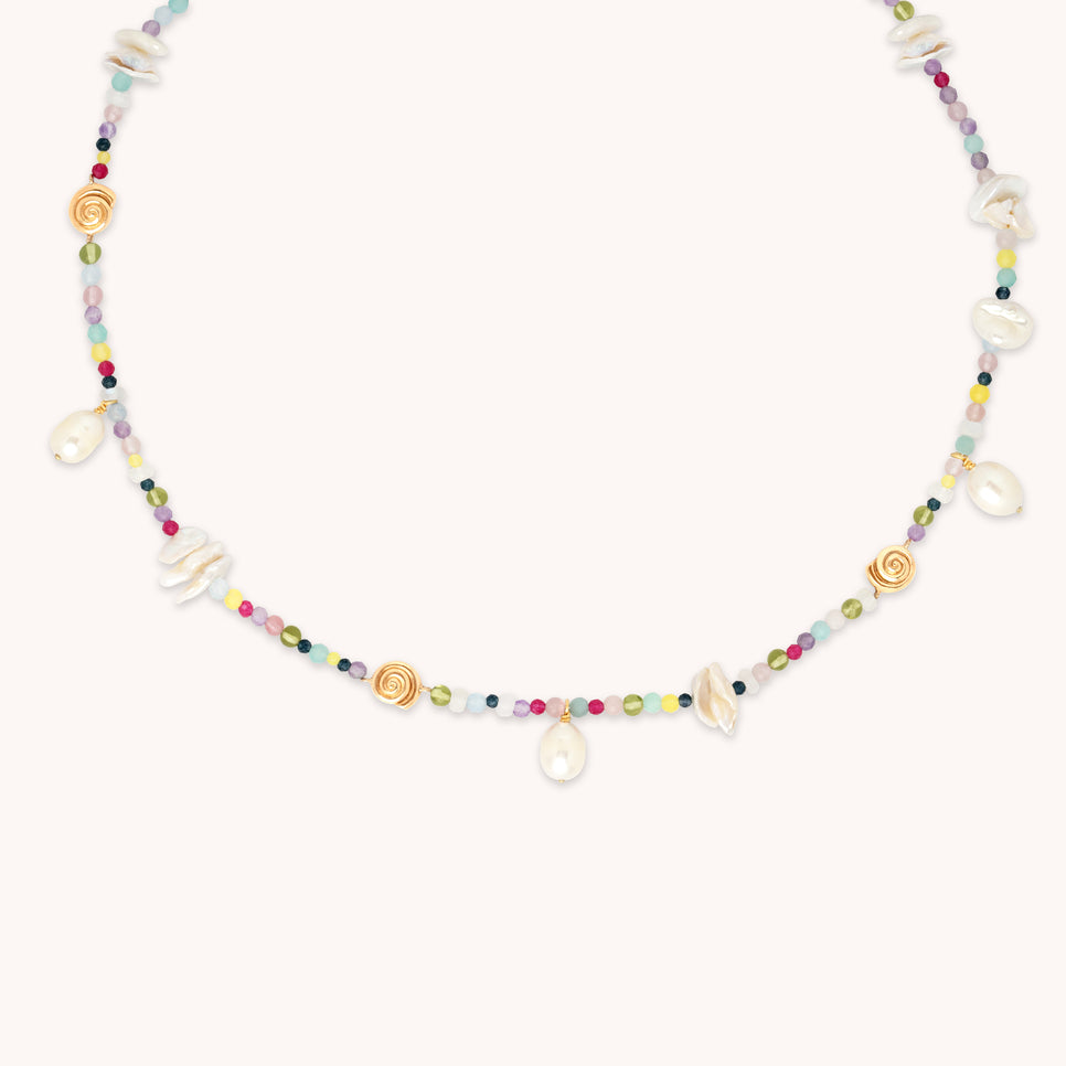 Gemstone Necklaces - Treasure Beaded Necklace in Gold - Necklaces - Astrid & Miyu