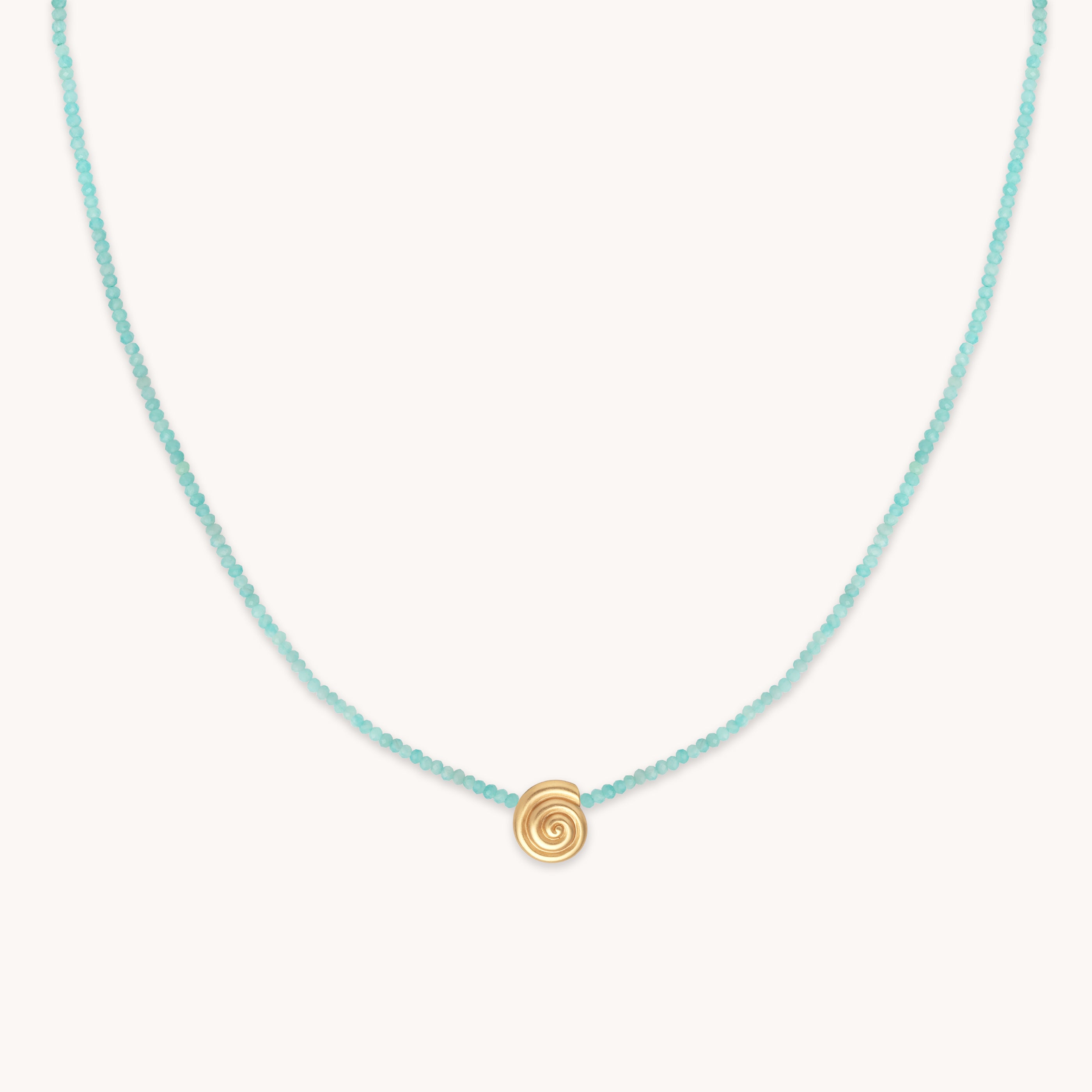 18k Gold Plated Jewellery - Amazonite Shell Pendant Necklace in Gold - Pendant Necklace - Astrid & Miyu