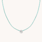 Gemstone Necklaces - Amazonite Shell Pendant Necklace in Silver - Pendant Necklace - Astrid & Miyu